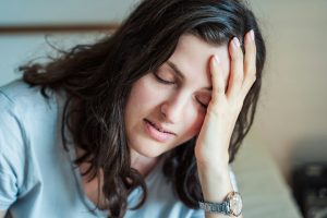 Sad, unhappy woman in depression. Stress, anxiety, tension, psychological problems. Poor mental heal